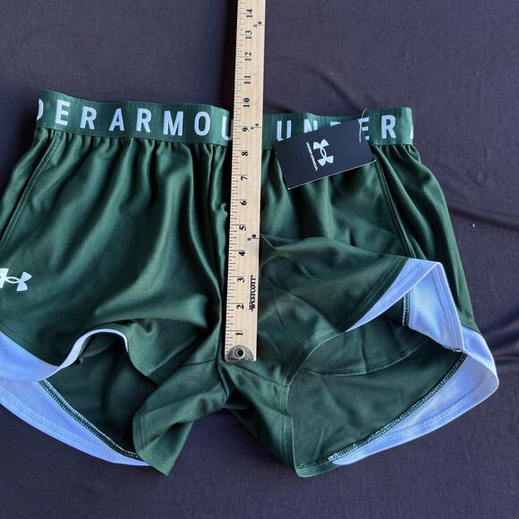 Under Armour Shorts Womens Medium Green Play Up 3.0 Running Logo Waist Training - Picture 9 of 10